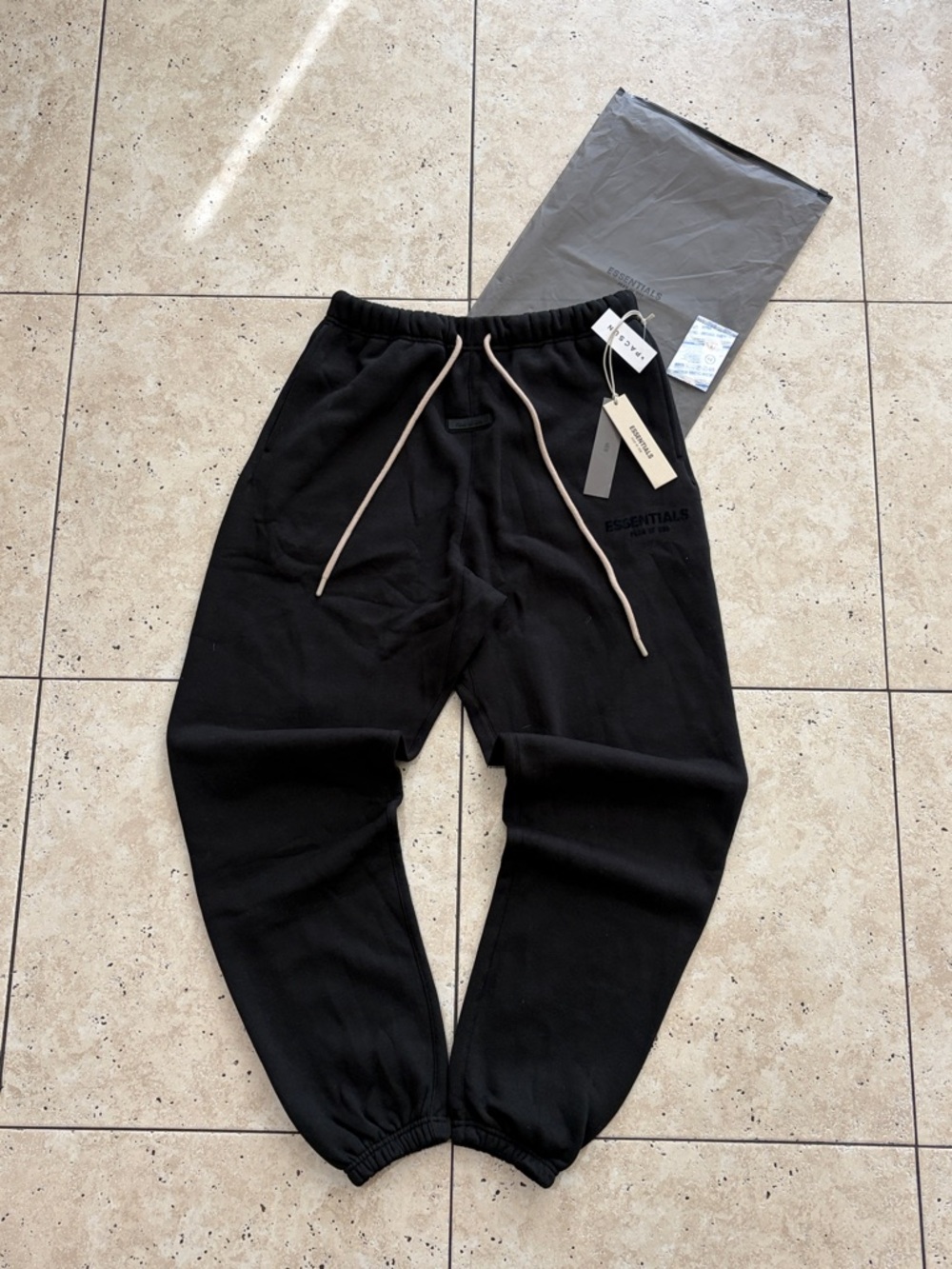 Fear Of God Essentials Jet Black Cuffed Sweatpants (SS24)